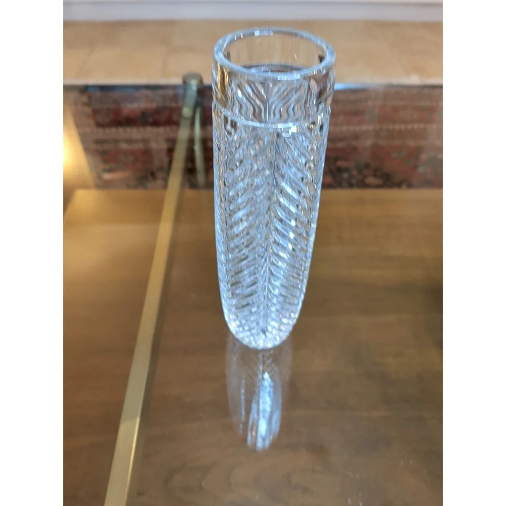Crystal Ralph Lauren Herringbone‎ Bud Vase, Excellent Condition, 7.5